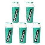 Kit 5X Coqueteleira Slim Estampada - 600ml Verde �gua - NewNutrition