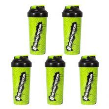Kit 5X Coqueteleira Slim Estampada - 600ml Verde Neon - NewNutrition