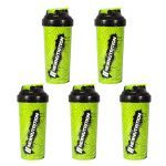 Kit 5X Coqueteleira Slim Estampada - 600ml Verde Neon - NewNutrition