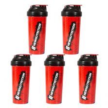 Kit 5X Coqueteleira Slim Estampada - 600ml Vermelha - NewNutrition