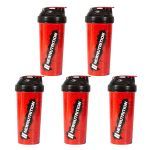Kit 5X Coqueteleira Slim Estampada - 600ml Vermelha - NewNutrition