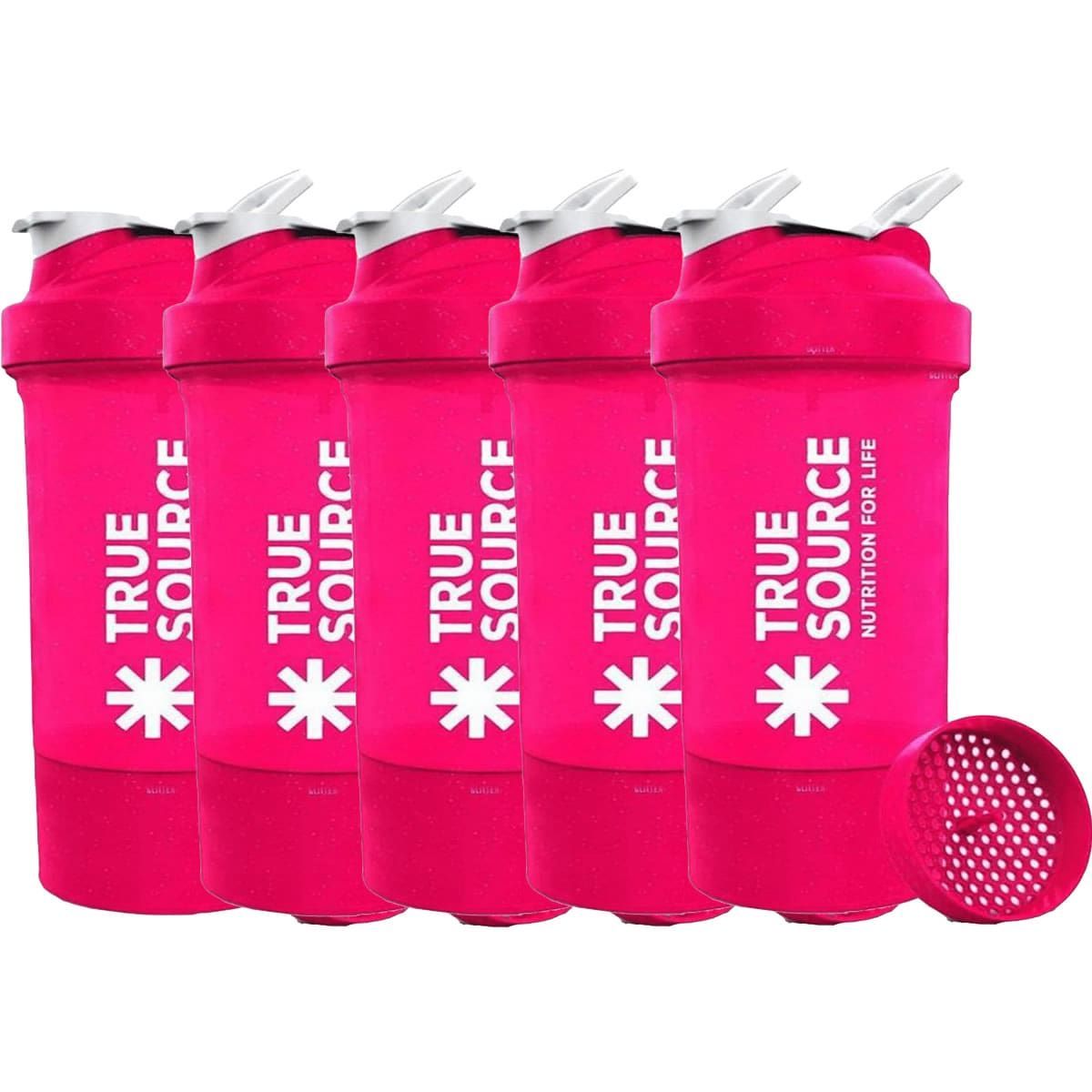 Kit 5X Coqueteleira Smart Duo Plus - 600ml Rosa - True Source