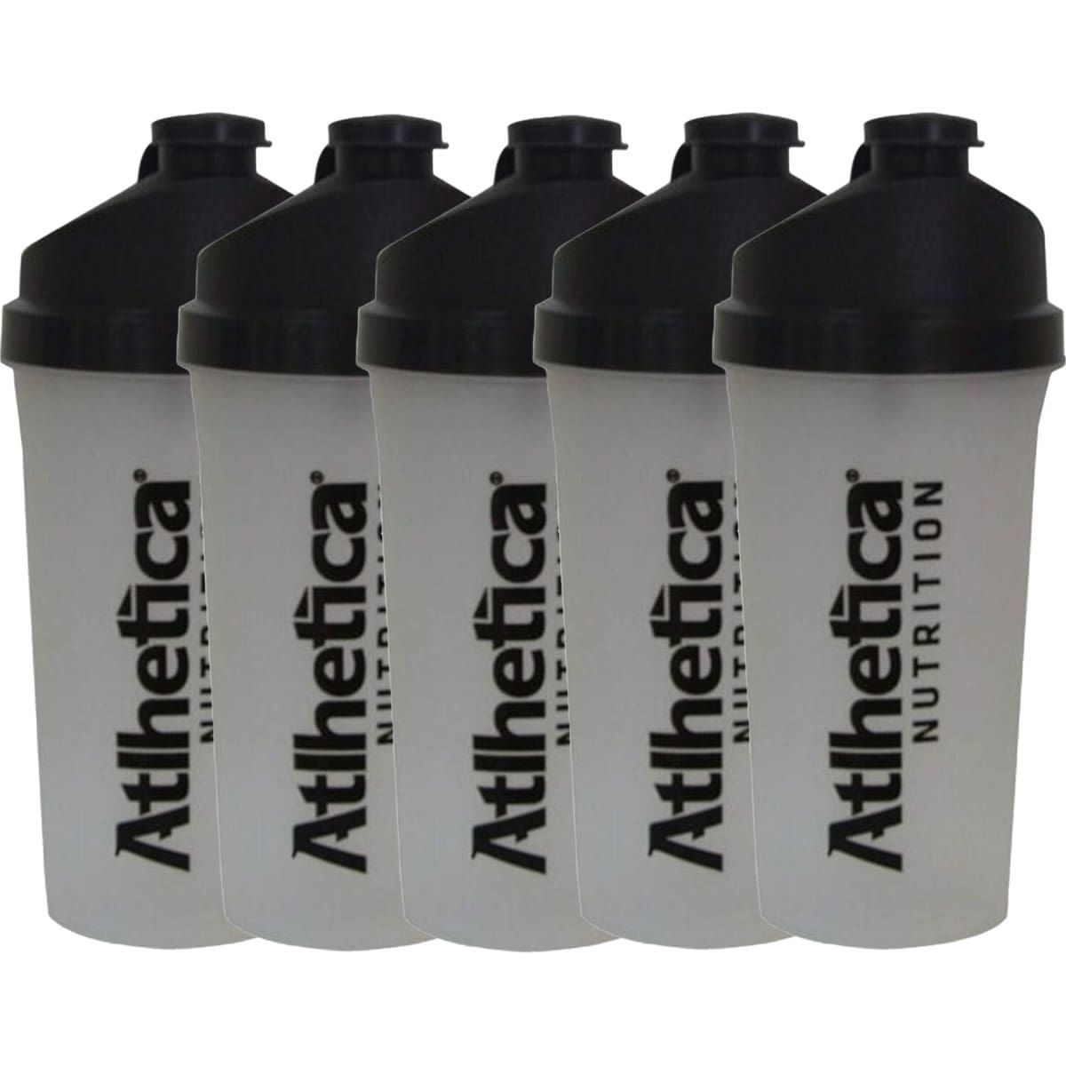 Kit 5X Coqueteleira - Transparente com Tampa Preta 700ml - Atlhetica