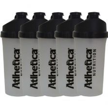 Kit 5X Coqueteleira - Transparente com Tampa Preta 700ml - Atlhetica