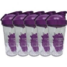 Kit 5X Coqueteleira Transparente/Roxo 500ml - Sanavita