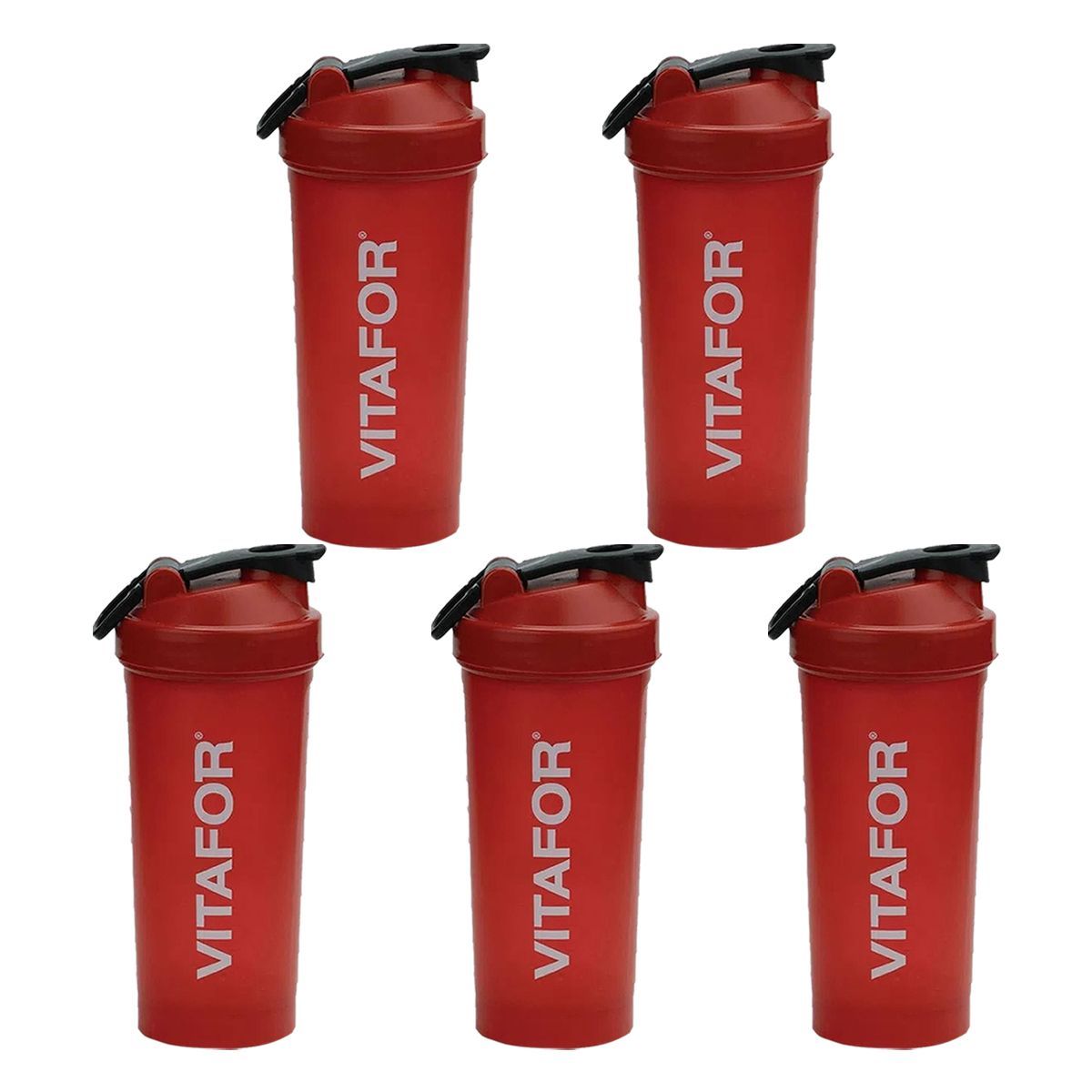 Kit 5X Coqueteleira Vermelha - 700ml Vermelho - Vitafor