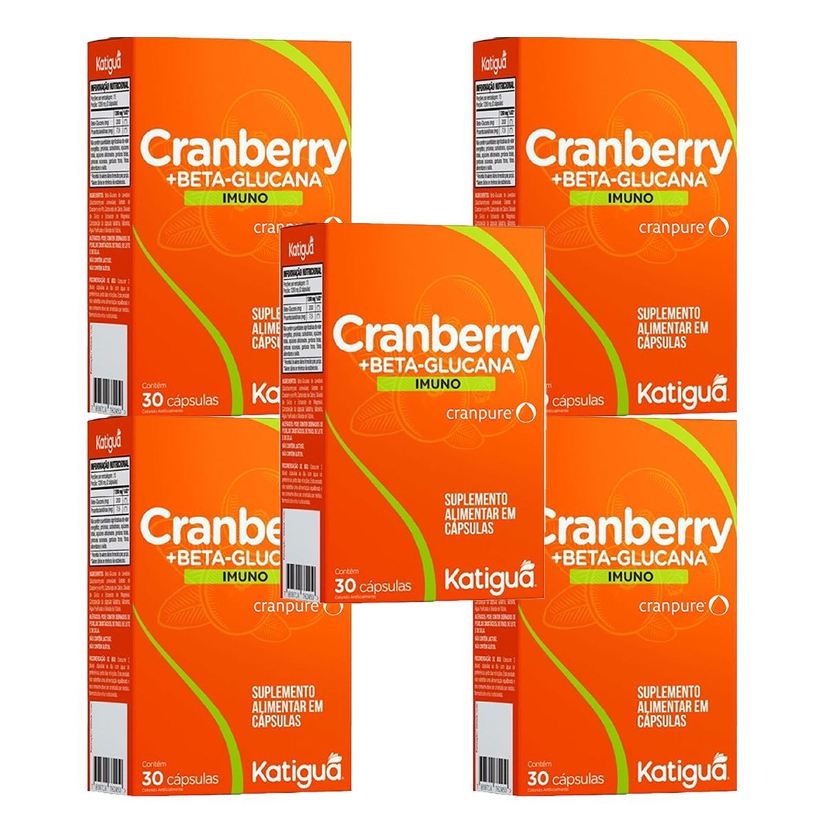 Kit 5X Cranberry + Beta-Glucana - 30 C�psulas - Katigu�
