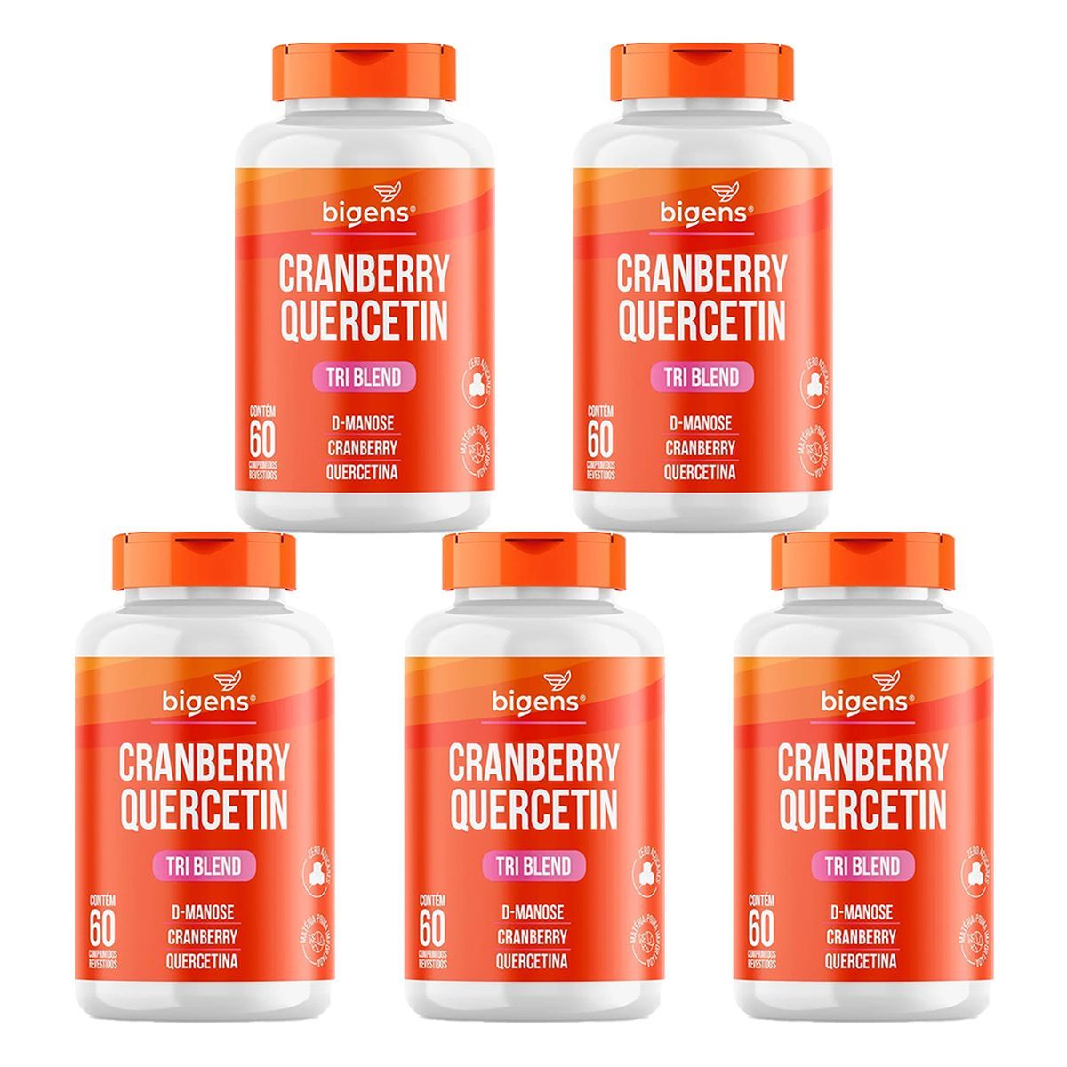 Kit 5X Cranberry Quercetin - 60 Comprimidos - Bigens