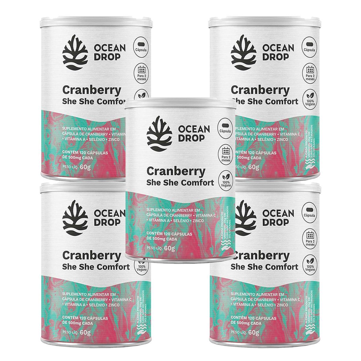 Kit 5X Cranberry She She Comfort - 120 C�psulas - Ocean Drop
