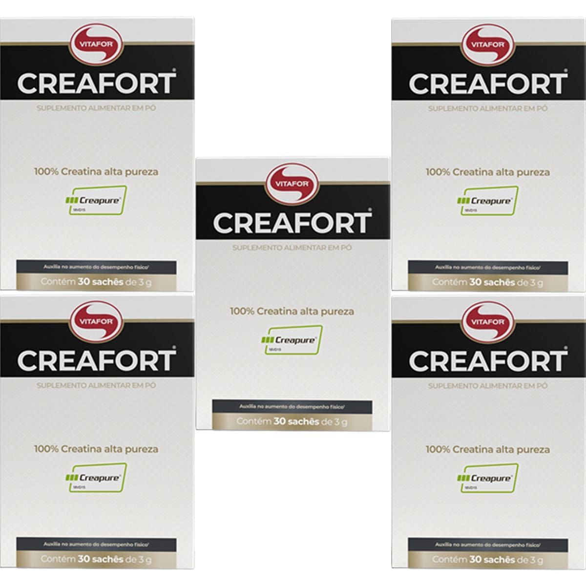 Kit 5X Creafort Creapure Creatina - 30 Sach�s 3g - Vitafor