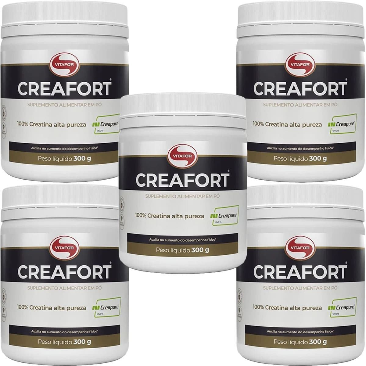 Kit 5X Creafort Creapure Creatina - 300g - Vitafor