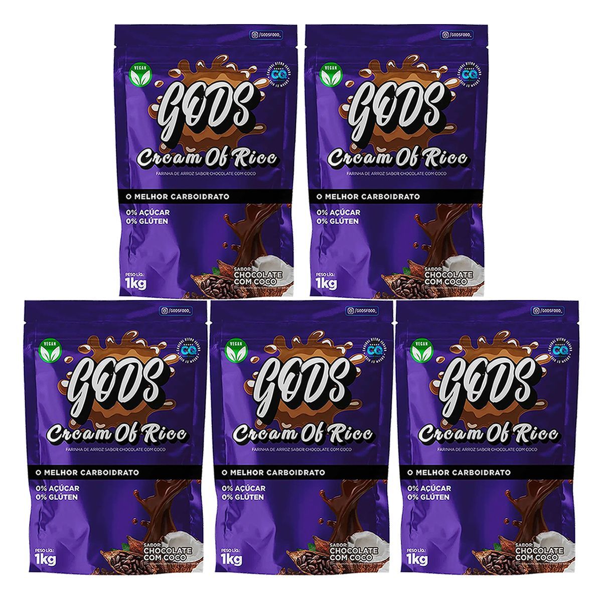 Kit 5X Cream of Rice - 1000g Refil Chocolate com Coco - Canibal	