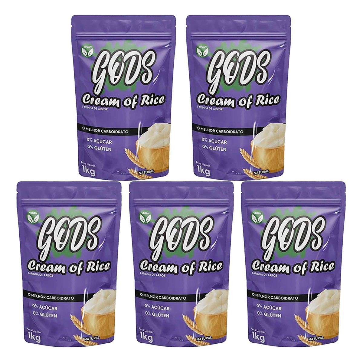 Kit 5X Cream of Rice - 1000g Refil Natural - Canibal