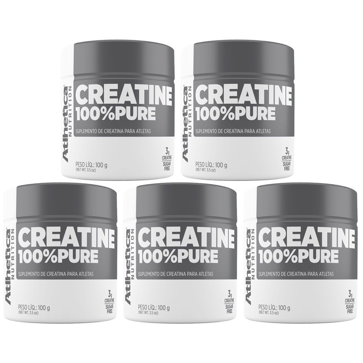 Kit 5X Creatina 100% Pure Pro Series - 100g Natural - Atlhetica Nutrition