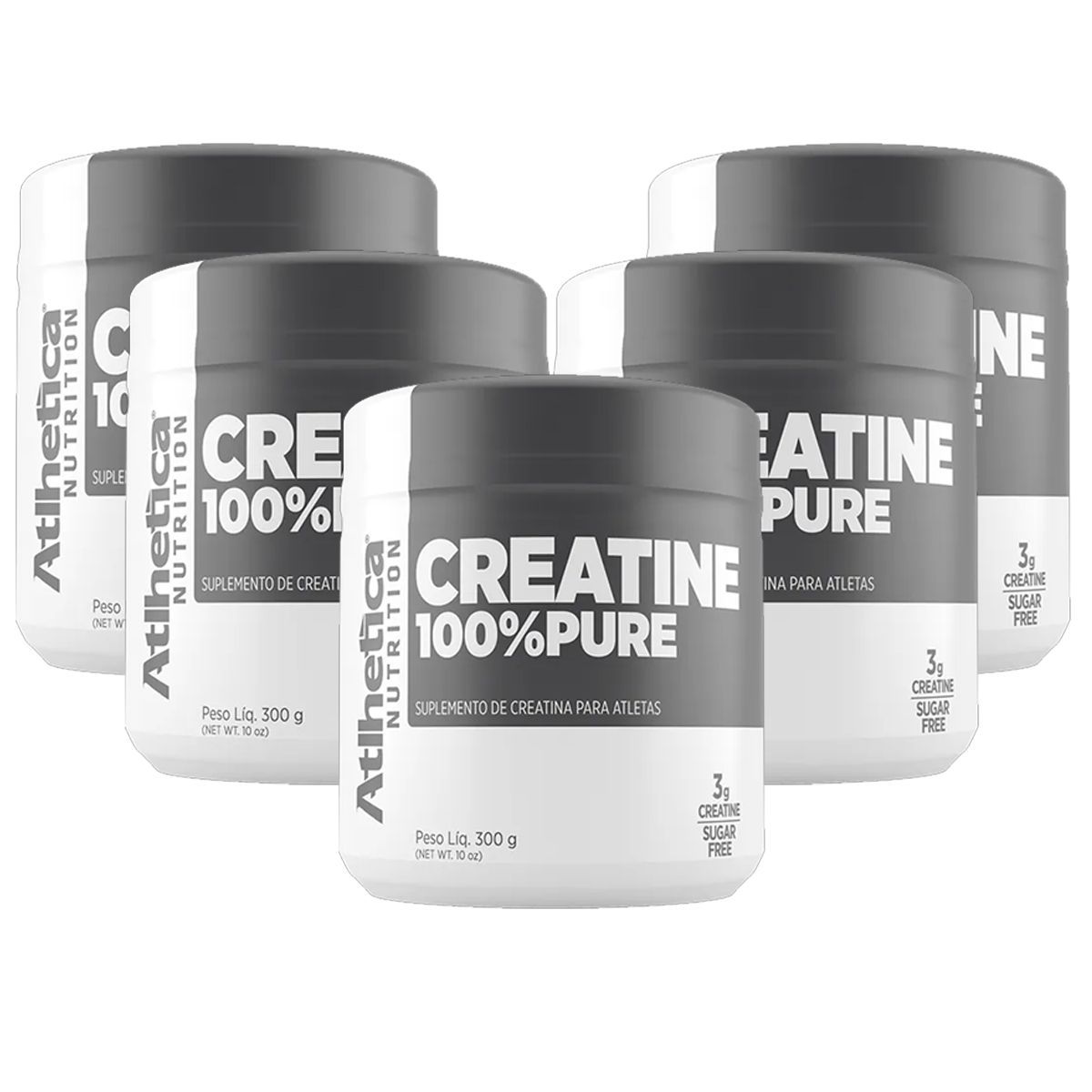 Kit 5X Creatina 100% Pure Pro Series - 300g Natural - Atlhetica Nutrition