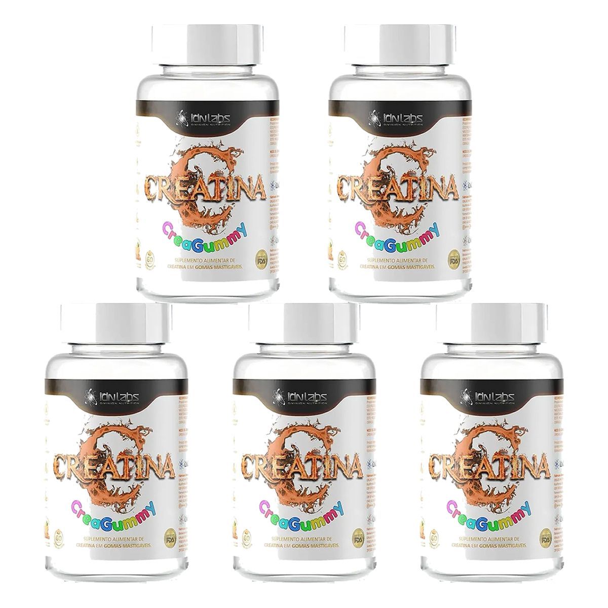 Kit 5X Creatina Creagummy - 60 Gomas Laranja - IND Labs