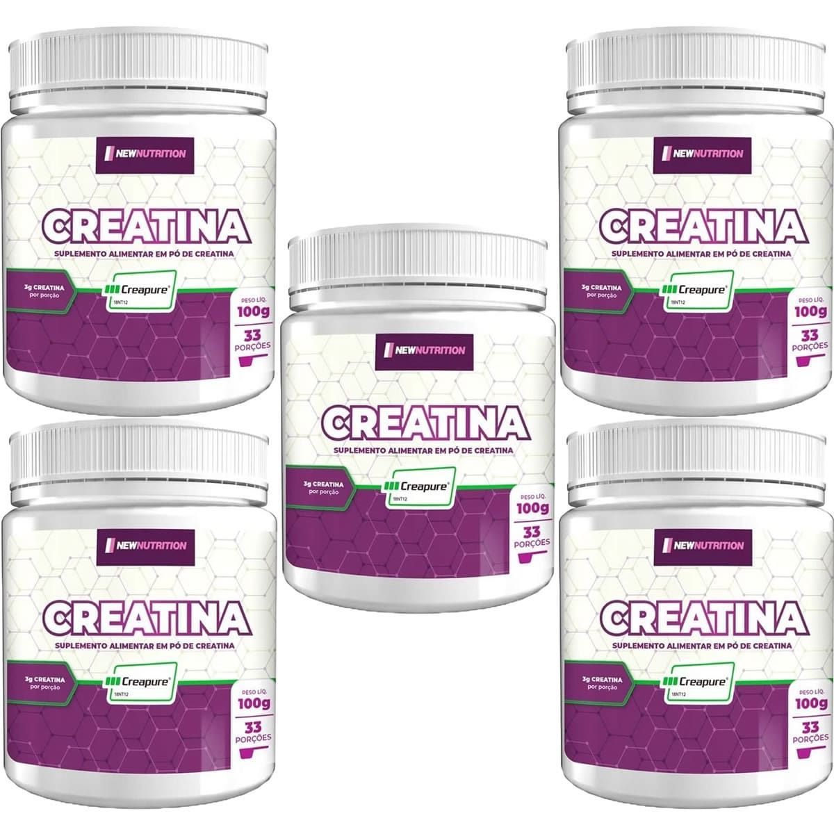 Kit 5X Creatina Creapure - 100g Sem Sabor - NewNutrition