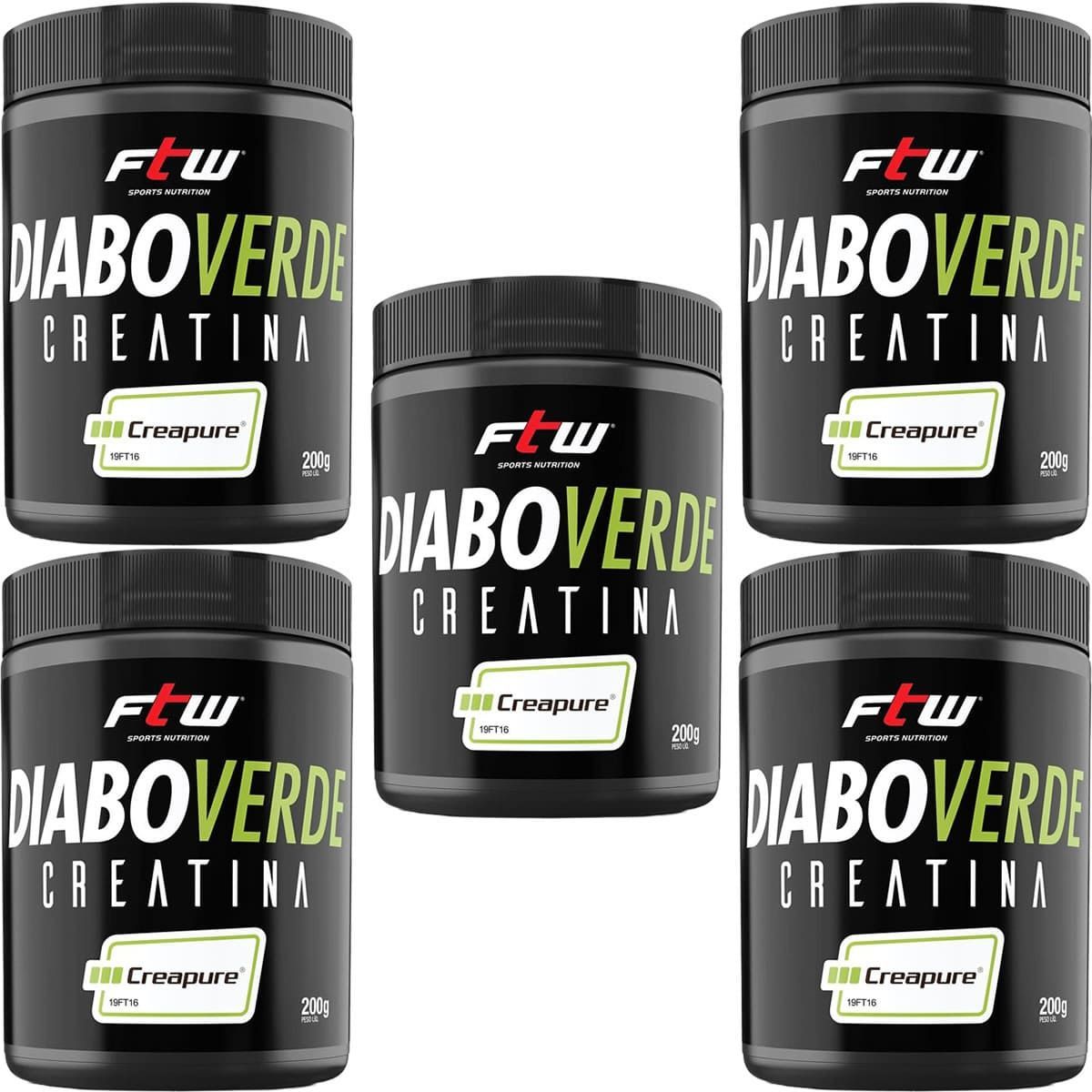Kit 5X Creatina Diabo Verde Creapure - 200g  - Ftw