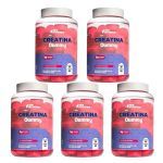 Kit 5X Creatina Gummy - 60 Gomas Freutas Vermelhas -  Newnutrition