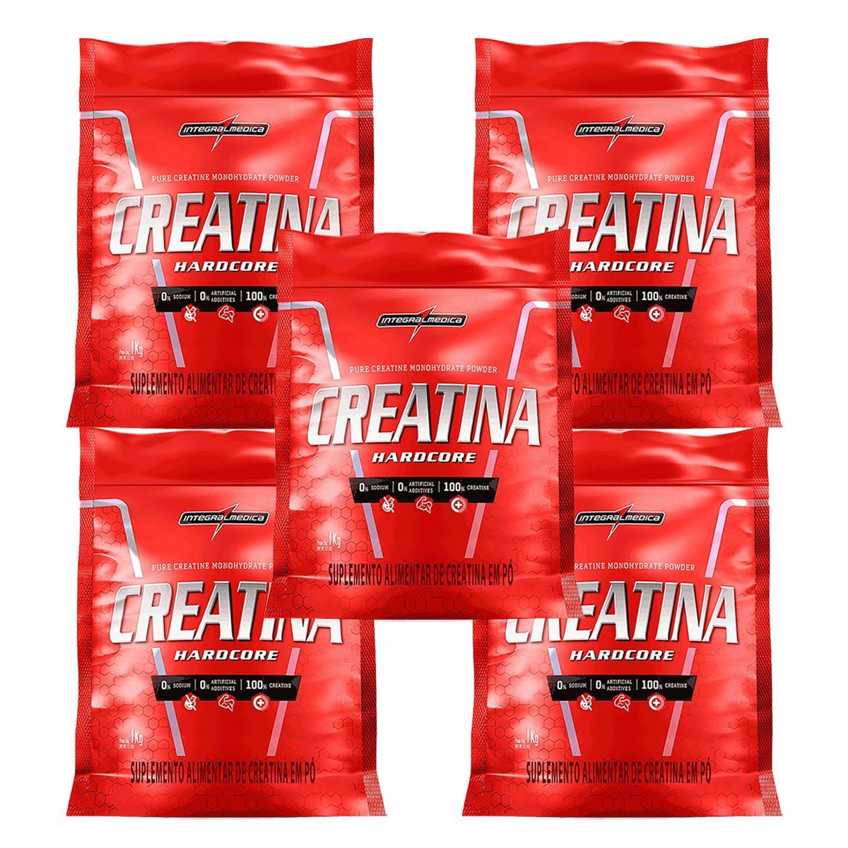 Kit 5X Creatina Hardcore Refil - 1000g - IntegralM�dica