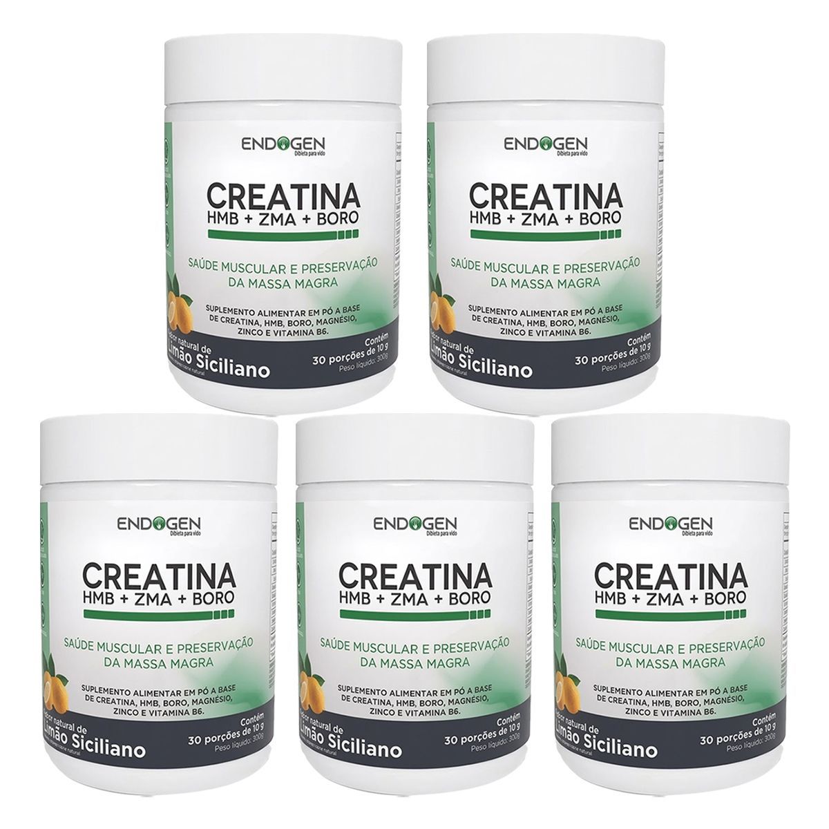 Kit 5X Creatina + HMB + ZMA + BORO - 300g Lim�o Siciliano - Endogen