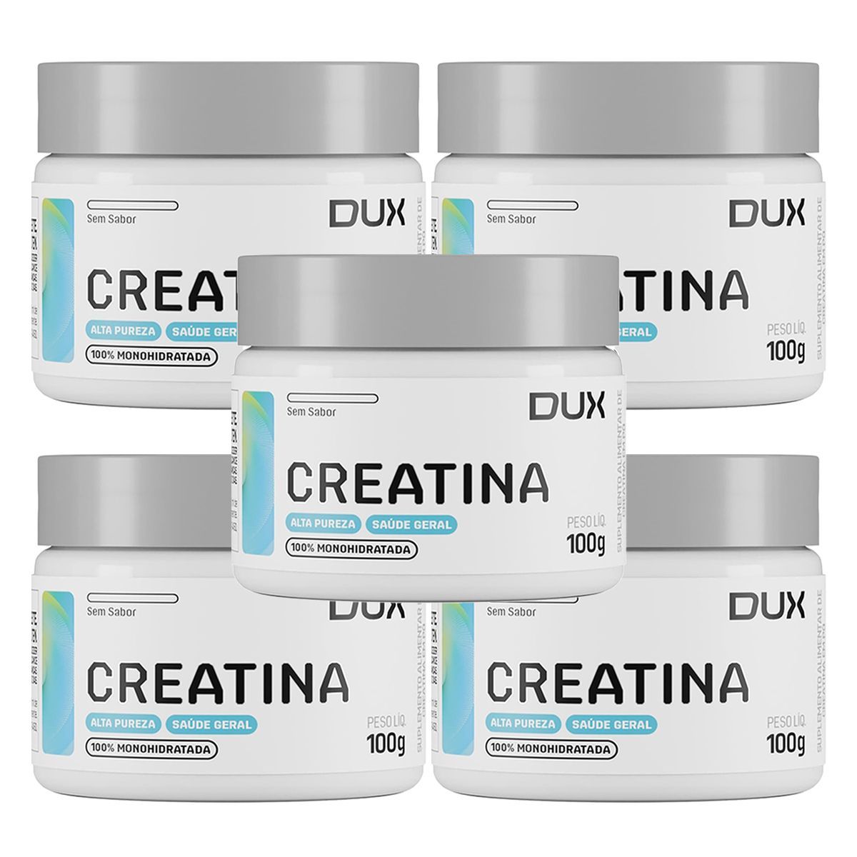 Kit 5X Creatina Monohidratada - 100g Sem Sabor - Dux Nutrition	