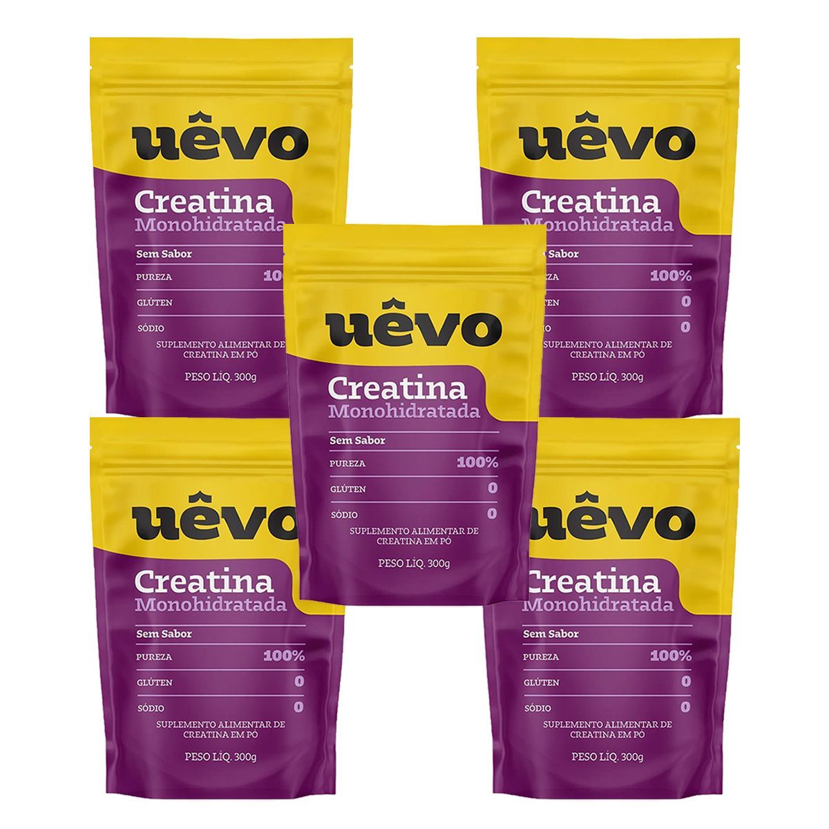 Kit 5X Creatina Monohidratada - 300g Natural - U�vo