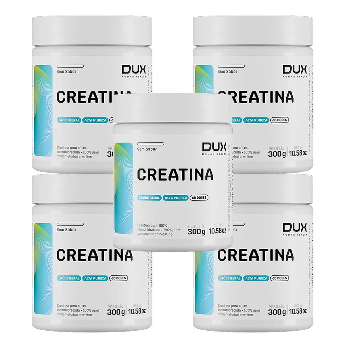 Kit 5X Creatina Monohidratada - 300g Sem Sabor - Dux Nutrition