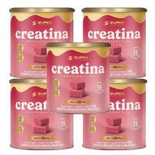 Kit 5X Creatina Monohidratada - 40 Dados 6,5g Caramelo de Morango - Desinch�