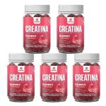 Kit 5X Creatina Monohidratada Gummy - 60 Gomas 3,5g Morango - Desinch�