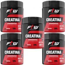 Kit 5X Creatina Monohidratada Micronizada - 300g Neutro - FTW