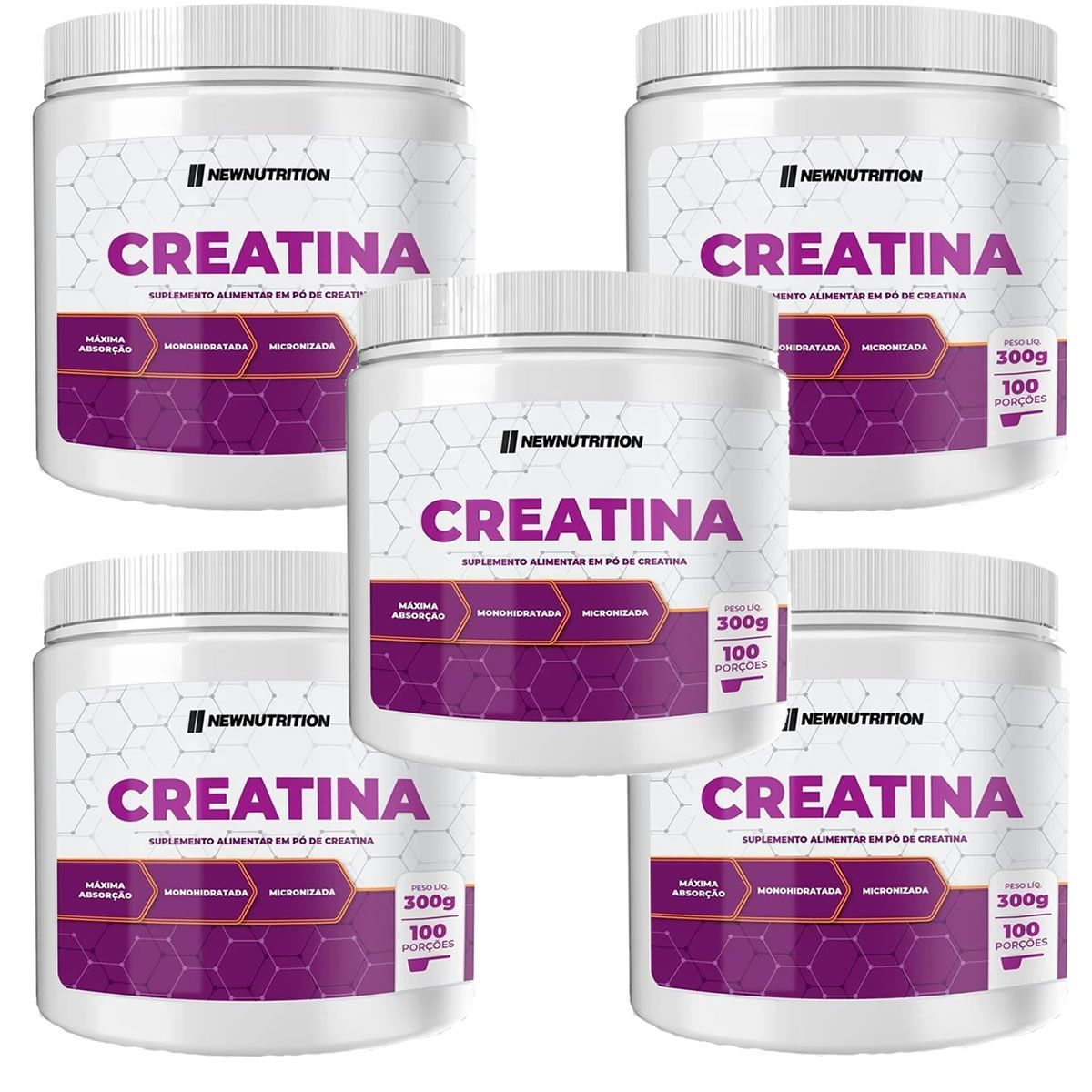 Kit 5X Creatina Monohidratada Micronizada -  300g Neutro - NewNutrition
