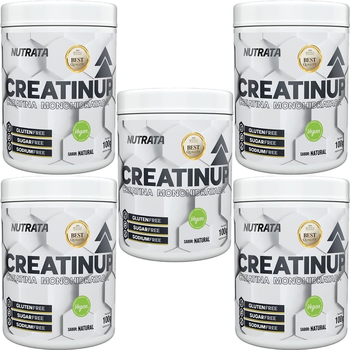 Kit 5X Creatina Up Monohidratada Vegano - 100g Natural - Nutrata