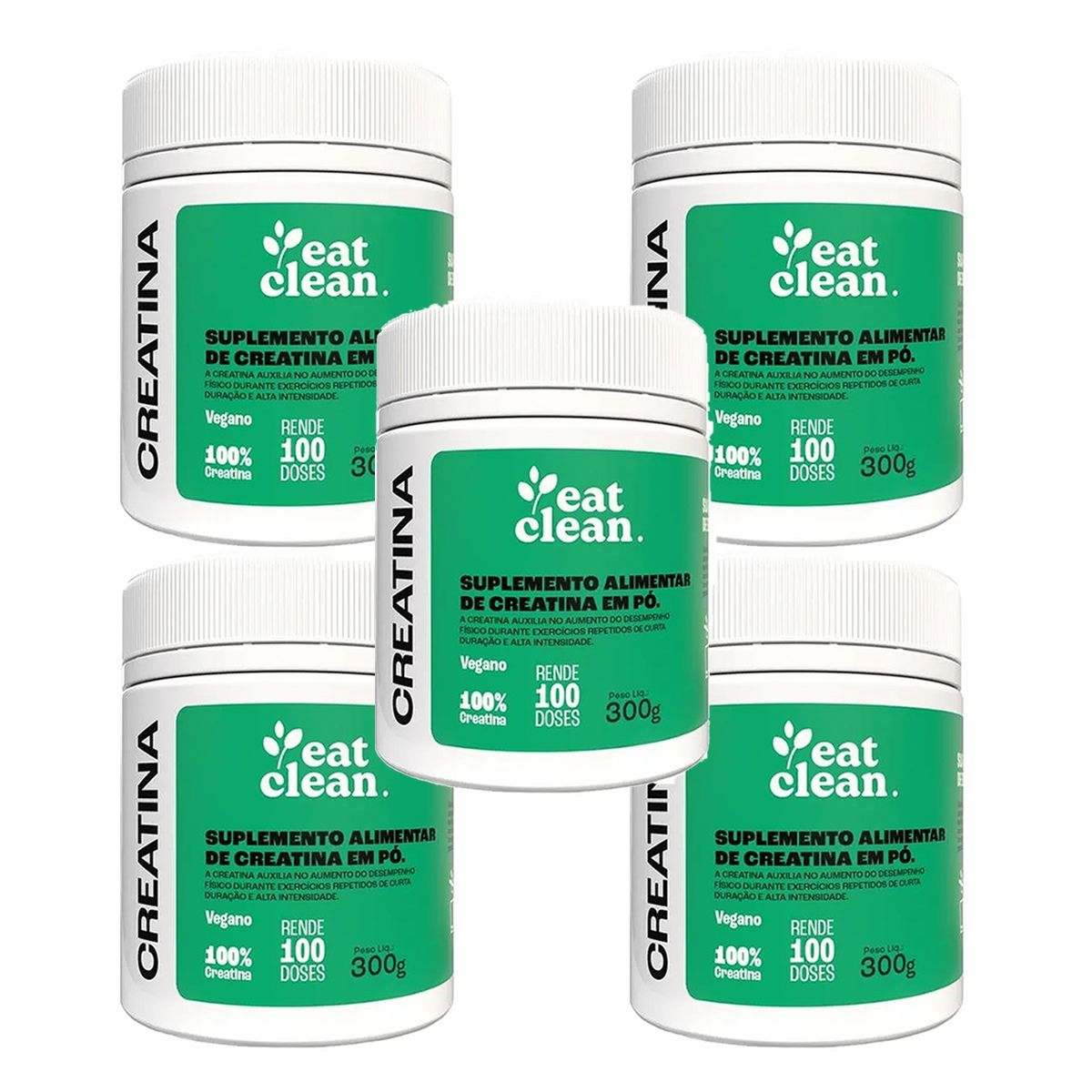 Kit 5X Creatina Vegana - Sem Sabor 300g - Eat Clean