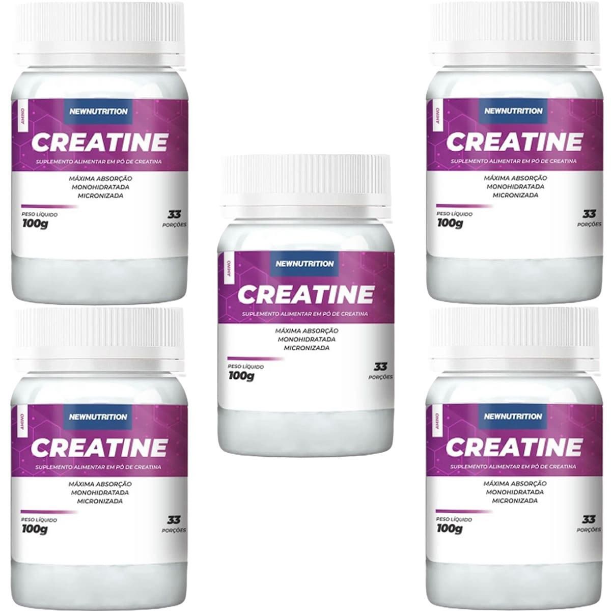 Kit 5X Creatine - 100g Sem Sabor - NewNutrition