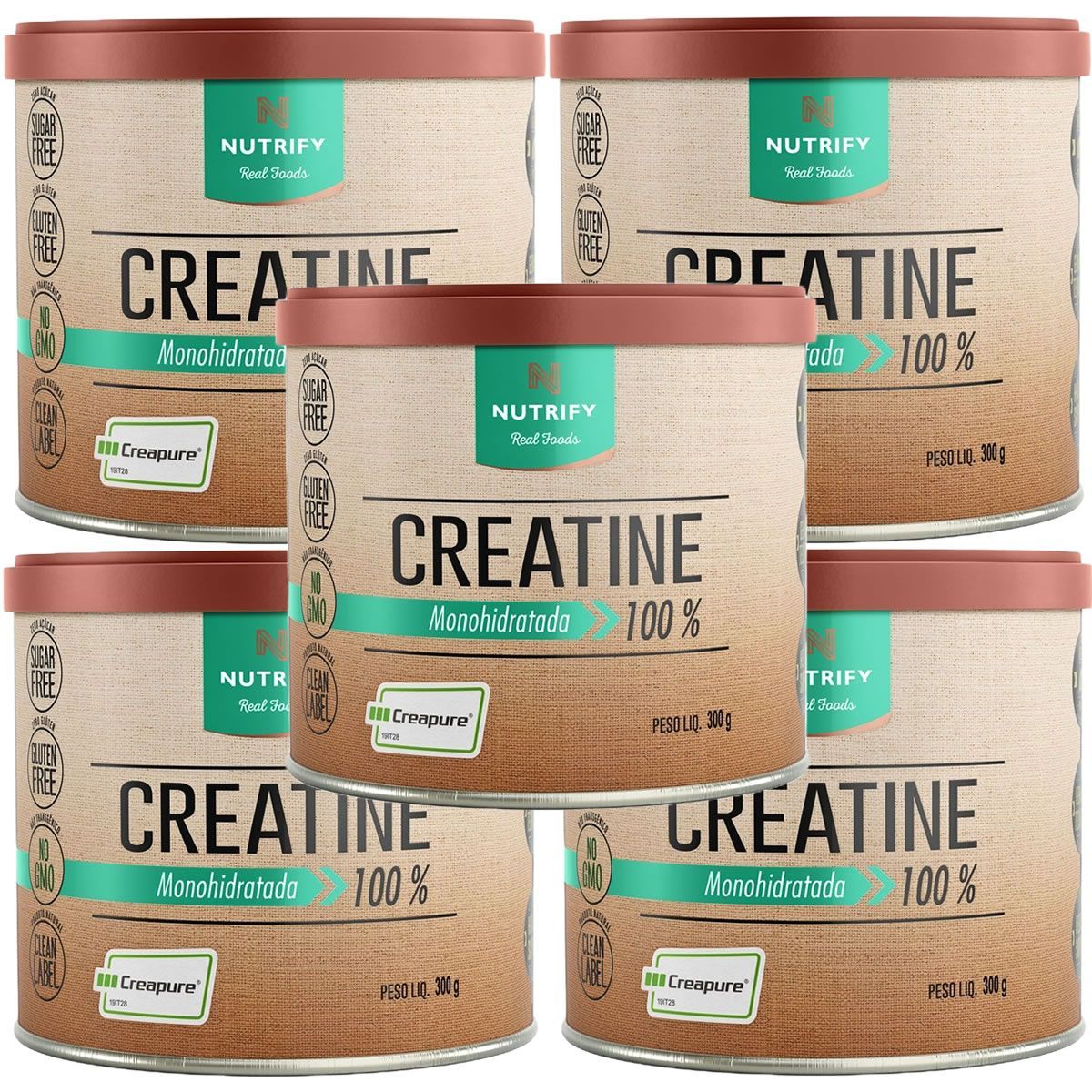 Kit 5X Creatine Creapure - 300g Sem Sabor - Nutrify