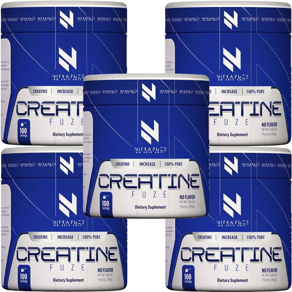 Kit 5X Creatine Fuze - 300g Sem Sabor - NitraFuze