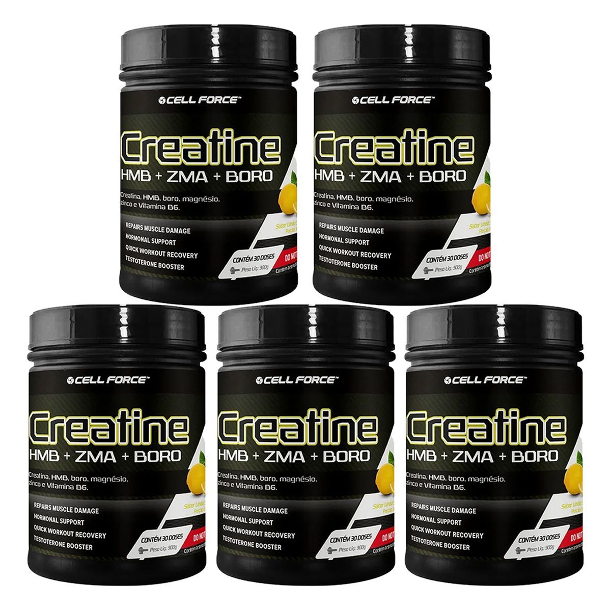 Kit 5X Creatine + Hmb + Zma + Boro - 300g Lim�o Siciliano - Cell Force
