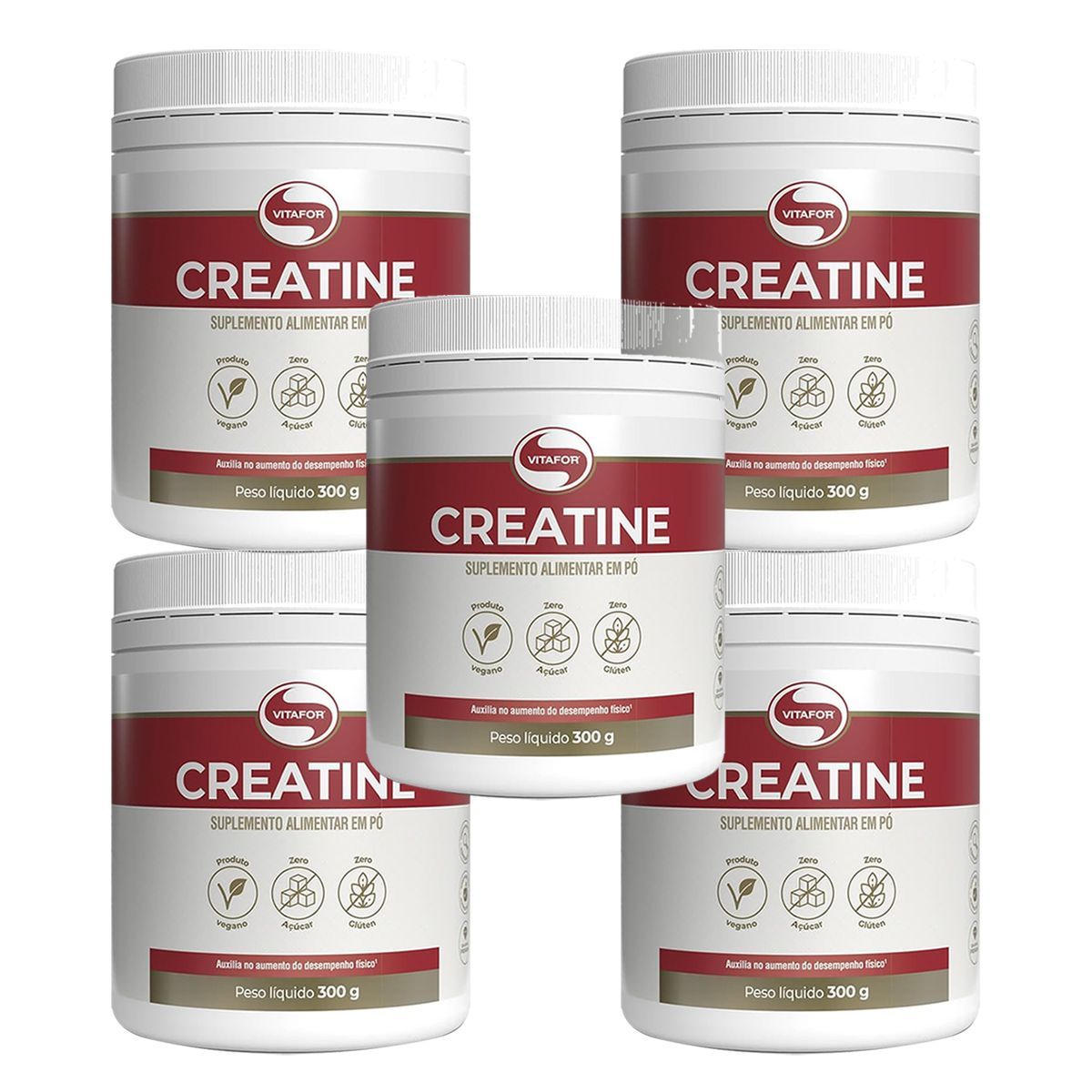 Kit 5X Creatine Monohidratada - 300g - Vitafor
