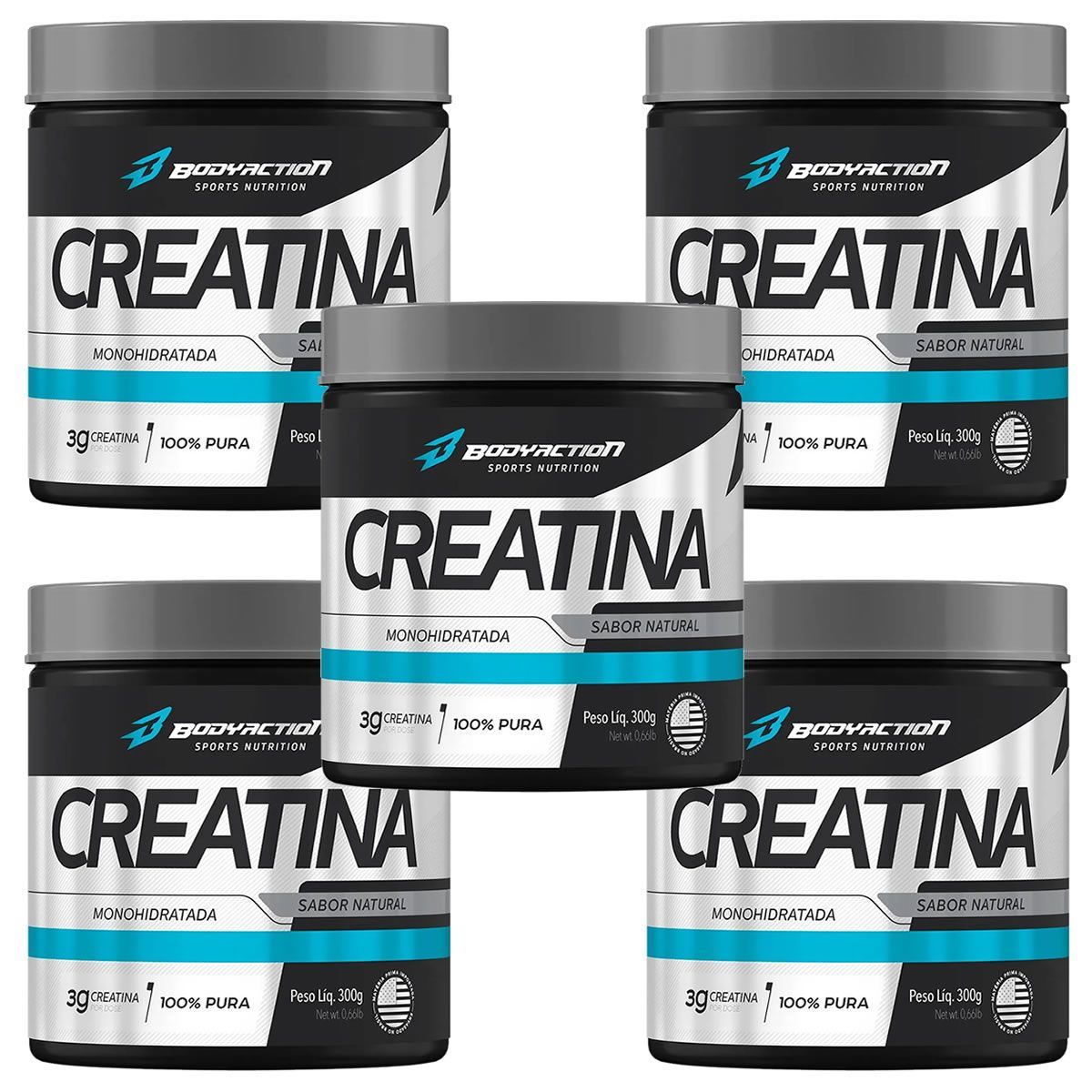 Kit 5X Creatine Monohydrate - 300g - BodyAction