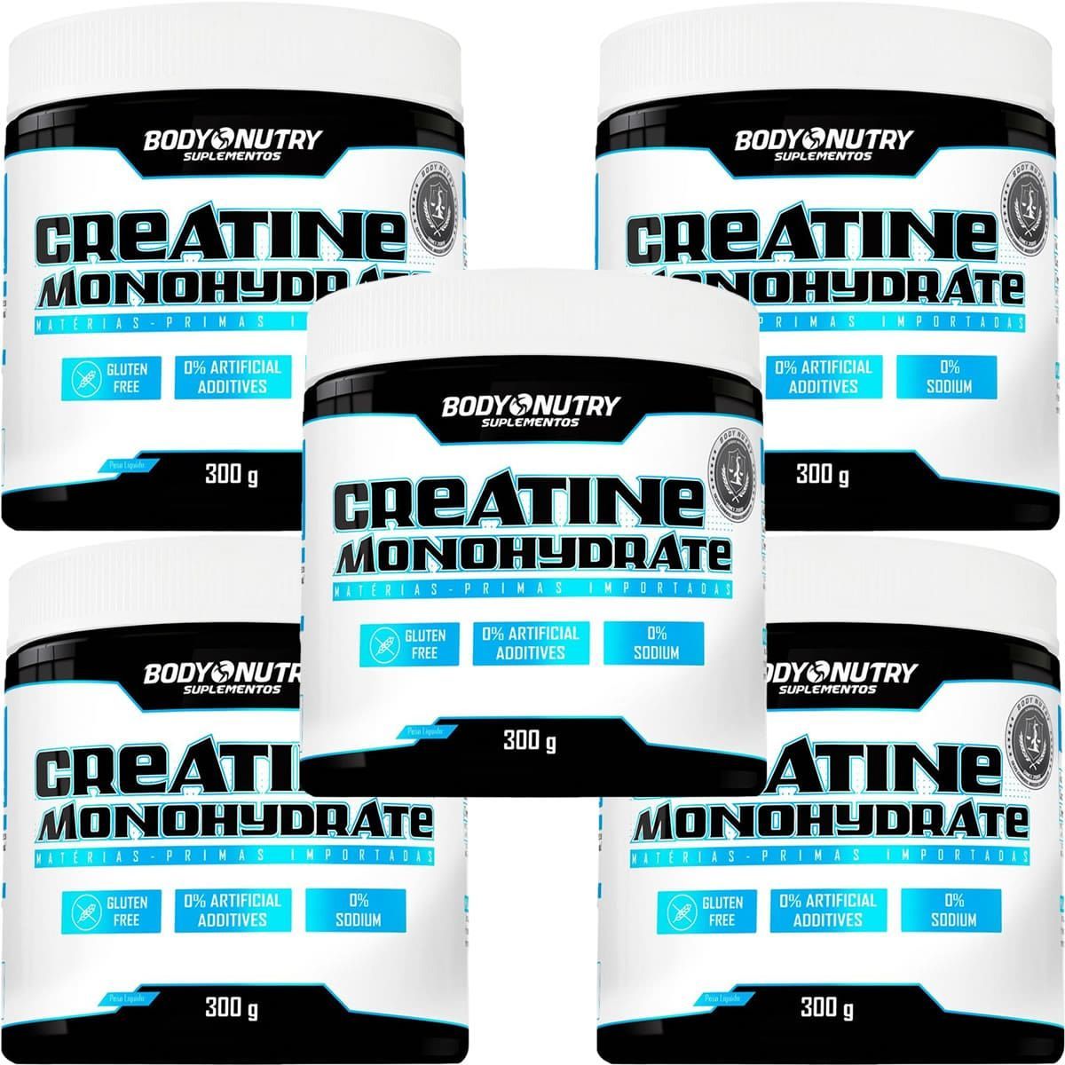 Kit 5X Creatine Monohydrate - 300g Sem Sabor - Body Nutry