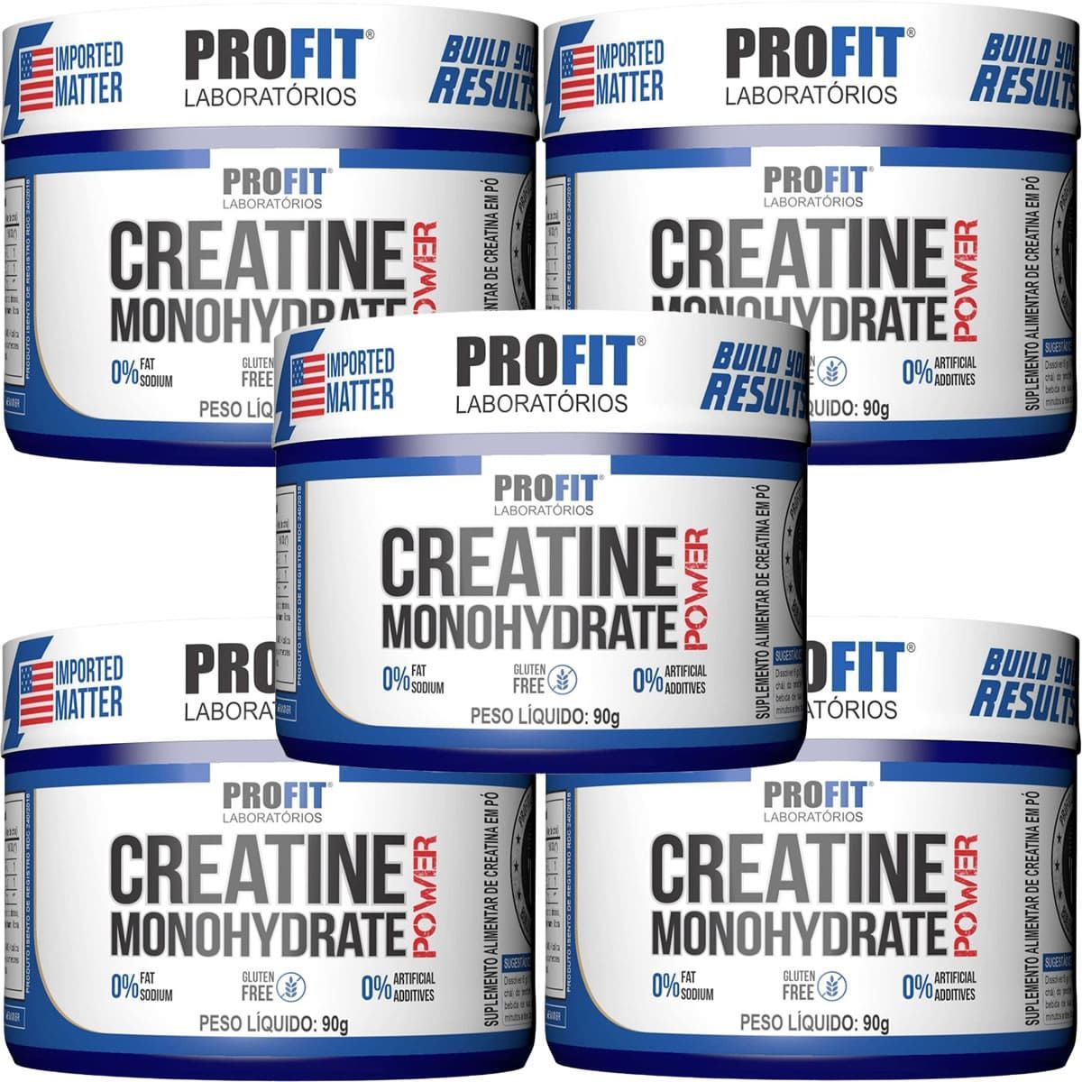 Kit 5X Creatine Monohydrate Power - 90g Sem Sabor - Profit