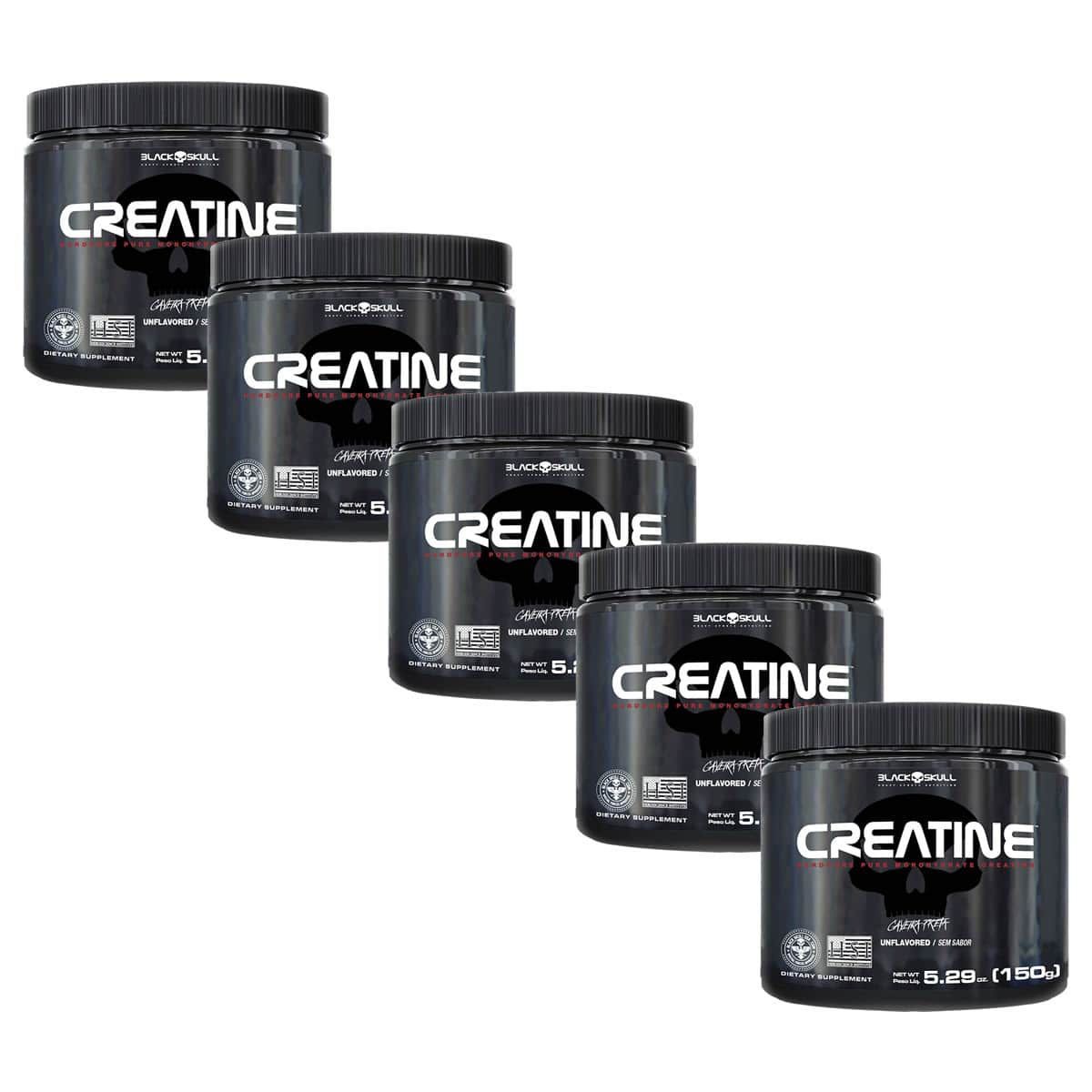 Kit 5X Creatine Pure Monohydrate - 150g - Black Skull