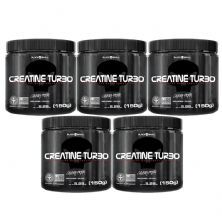 Kit 5X Creatine Turbo Monohidratada - 150g Sem Sabor - Black Skull