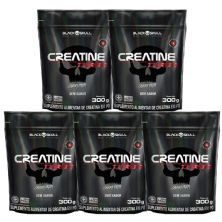 Kit 5X Creatine Turbo Monohidratada - 300g Refil Sem Sabor - Black Skull
