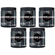 Kit 5X Creatine Turbo Monohidratada - 300g Sem Sabor  - Black Skull