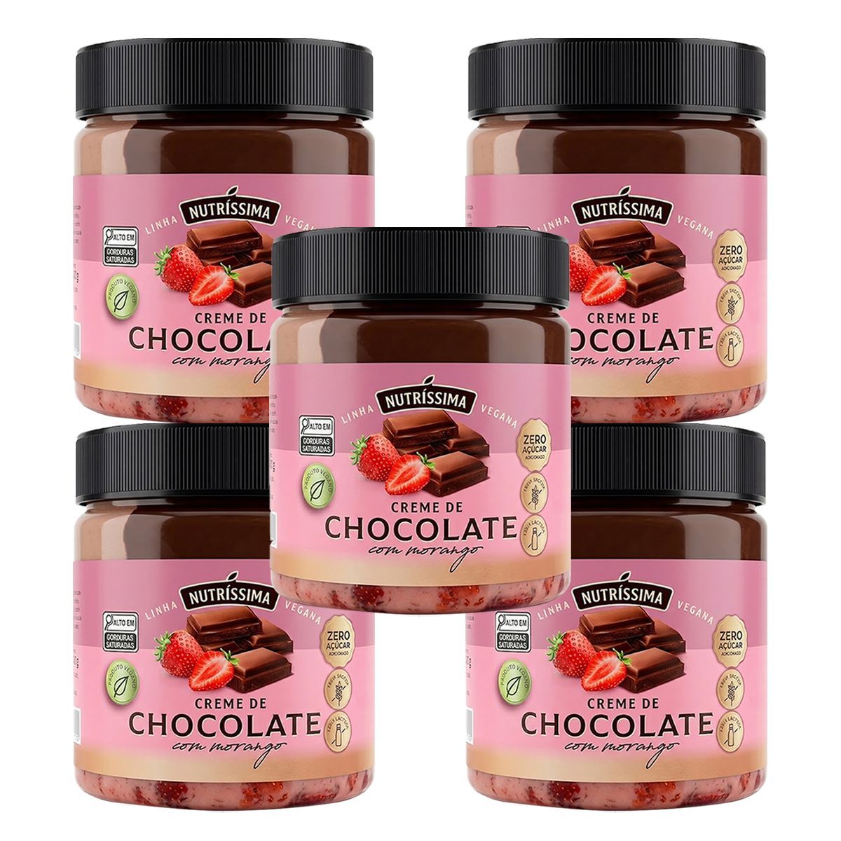 Kit 5X Creme Chocolate com Morango - 450g - Nutr�ssima