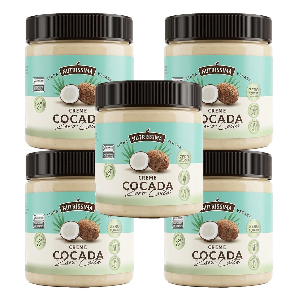 Kit 5X Creme Cocada Zero Leite - 450g Coco - Nutr�ssima