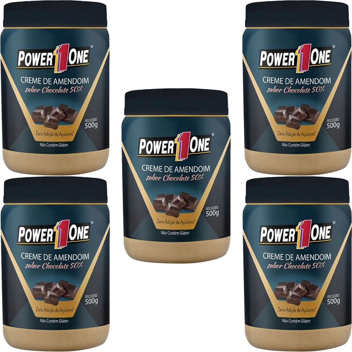 Kit 5X Creme de Amendoim - 500g Chocolate 50% - Power One