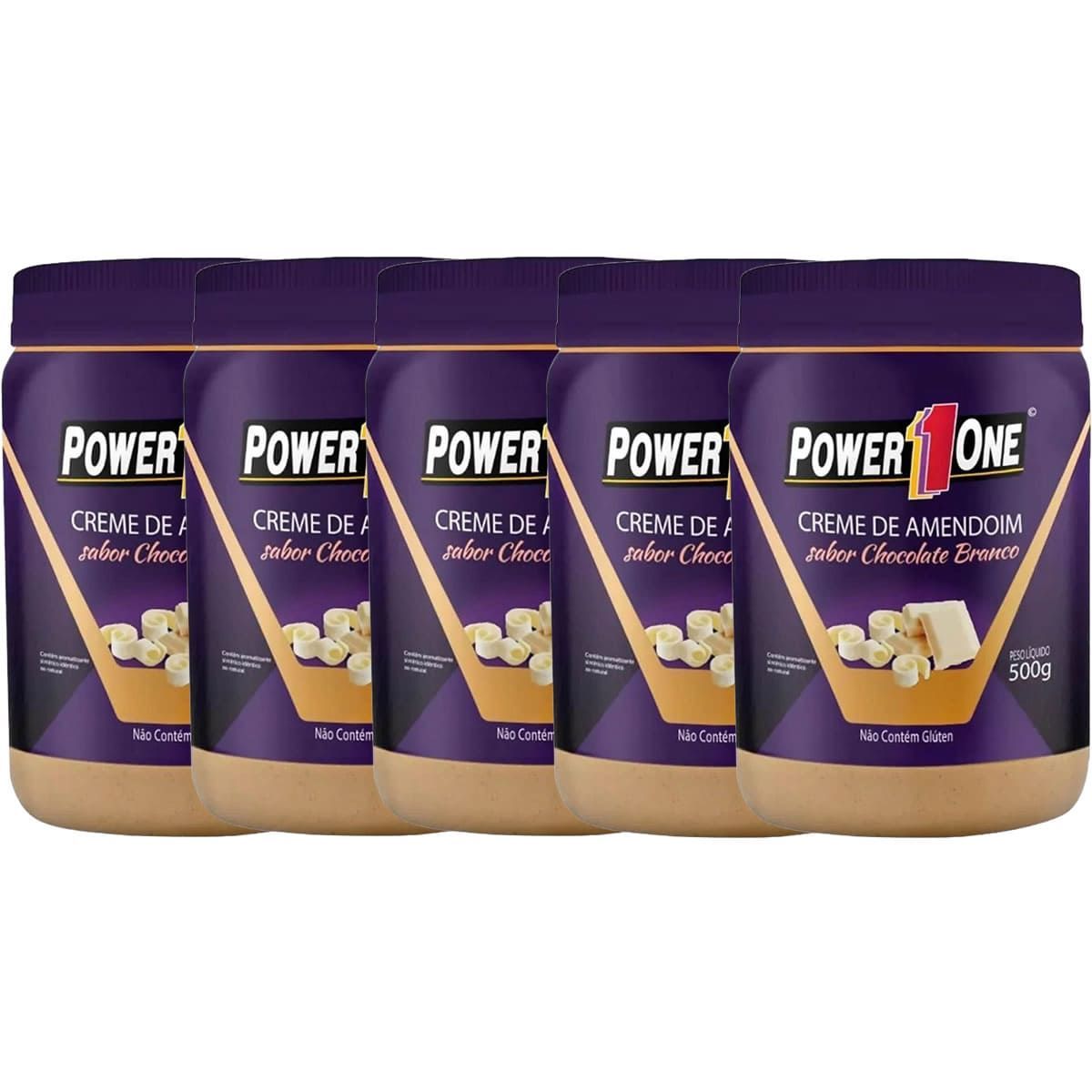 Kit 5X Creme de Amendoim - 500g  Chocolate Branco - Power One